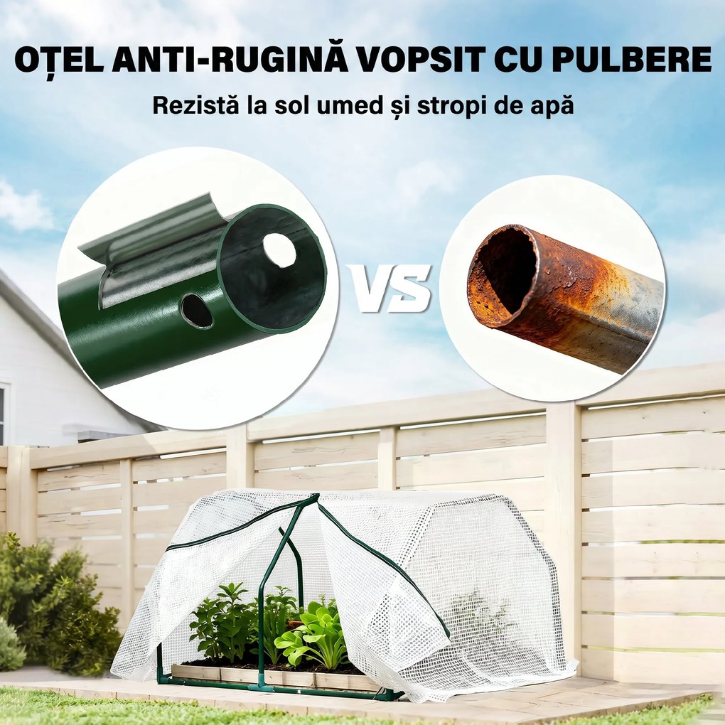 Mini Seră Outsunny pentru grădină și balcon din plastic PE și oțel cu închidere cu fermoar, 99x71x60 cm, de culoare alb transparent | Aosom Romania