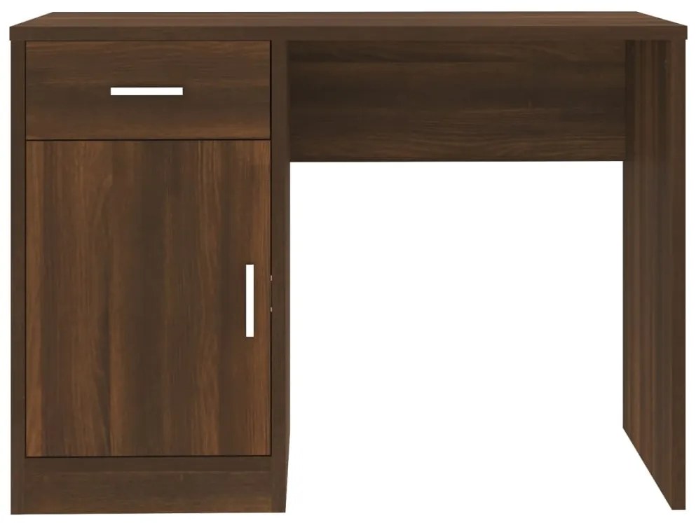 Birou cu sertar si dulap, stejar maro, 100x40x73 cm, lemn