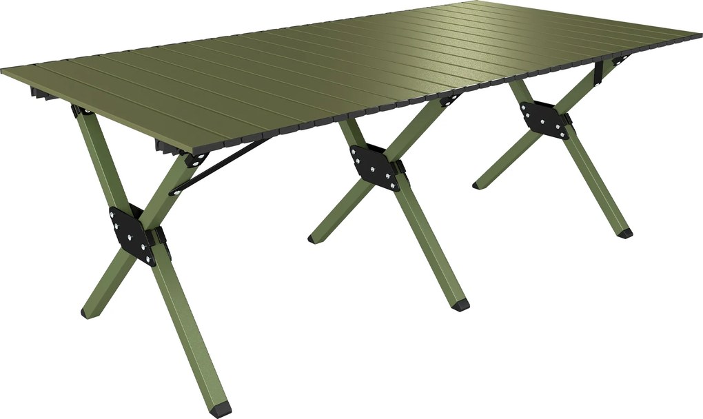 Outsunny Masă de Camping Pliabilă 116 cm, Masă de Picnic Impermeabilă cu Blat Rulabil și Cadru Metalic, Verde | Aosom Romania