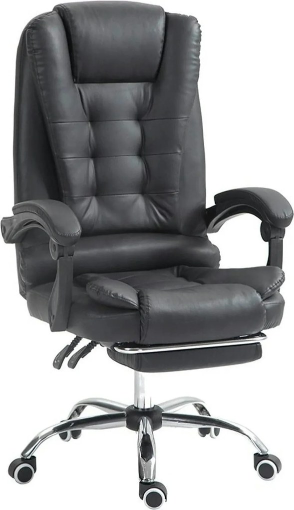 Scaun birou OSKAR, negru, piele ecologica, 62x62x100/110 cm