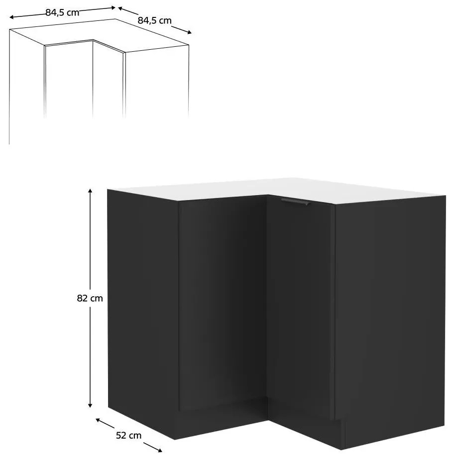 Dulap inferior de bucătărie, de colț Sobera 90x90 DN 2F BB (Negru) . 1096992