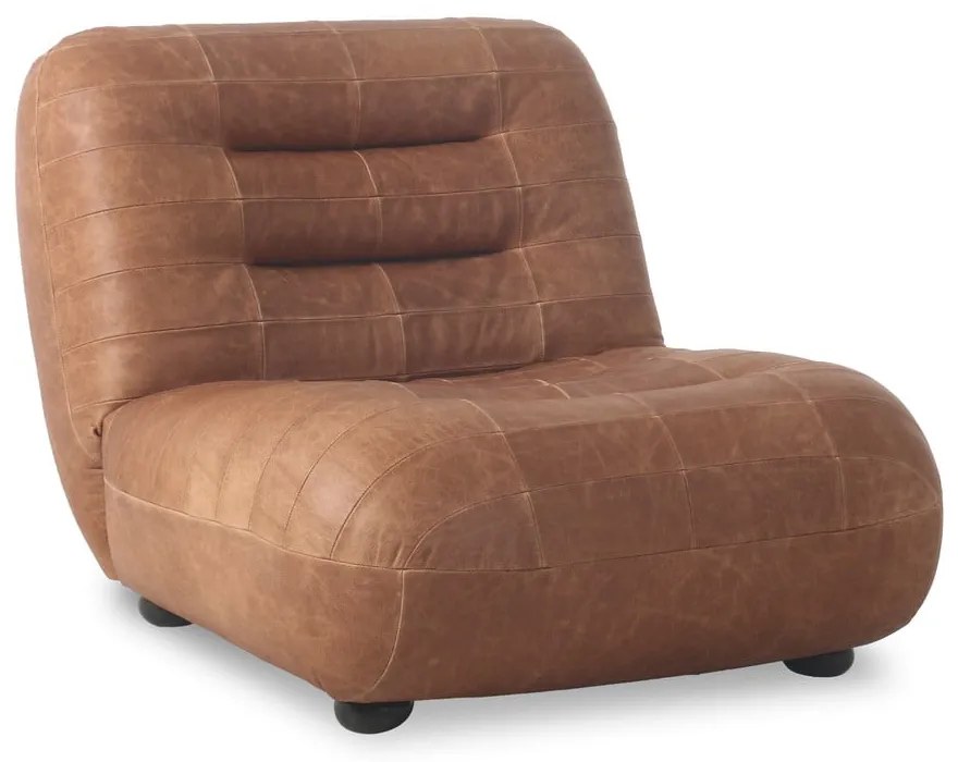 Fotoliu maro coniac cu tapițerie din piele Wyatt – Dutchbone