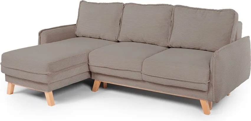 Colțar taupe extensibil/cu spațiu de depozitare cu tapițerie din catifea reiată Tori – Bonami Selection