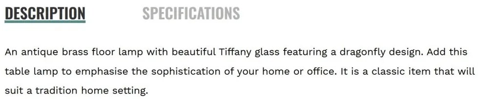 Lampadar cu sticla tiffany Dragonfly
