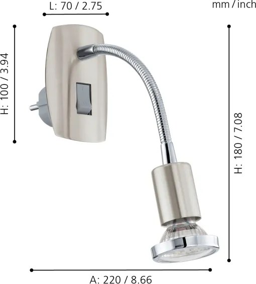 Eglo 902366 - Lampă LED de priză MINI, 1xGU10/2,8W/230V, crom mat