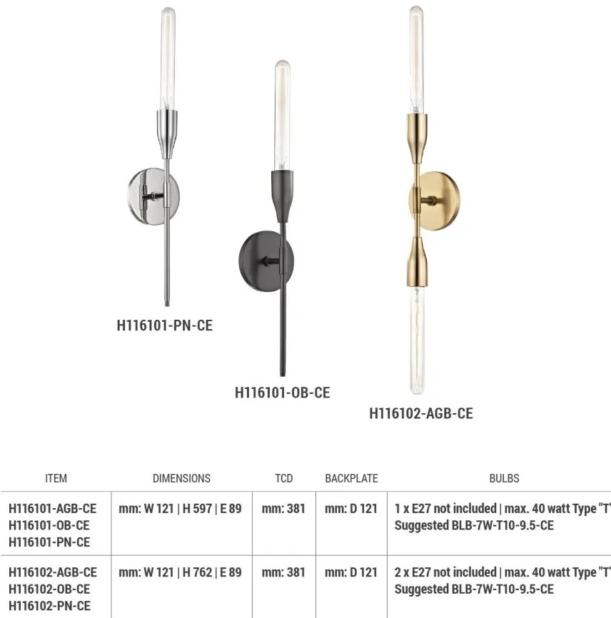 Aplica de perete design minimalist, cu doua surse de lumina TARA, nichel lucios