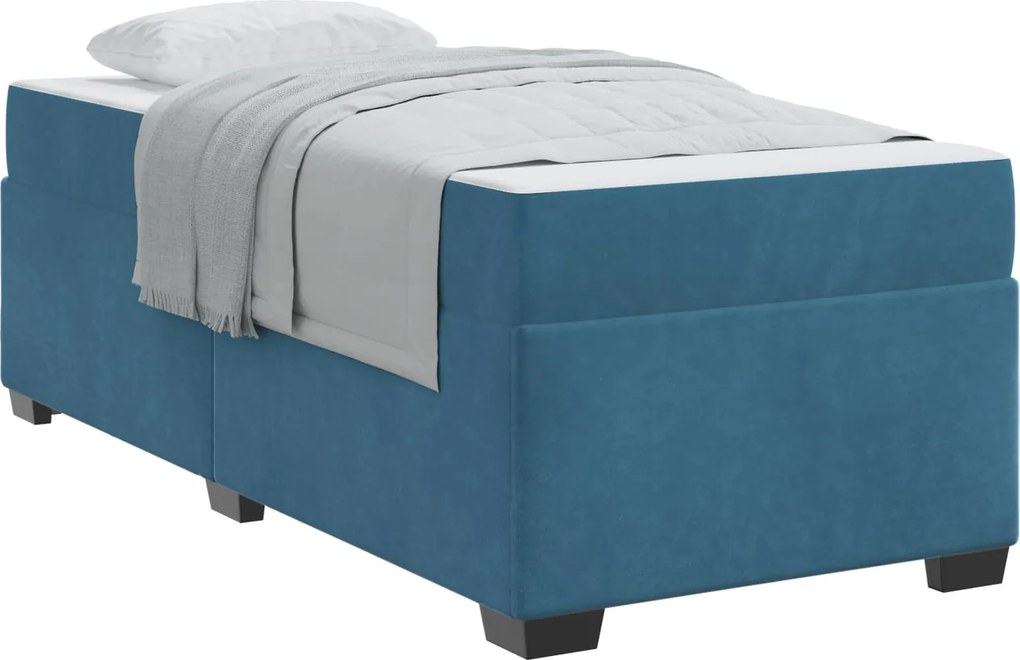 vidaXL Cadru de pat cu saltea Albastru închis 90 x 190 cm țesătură