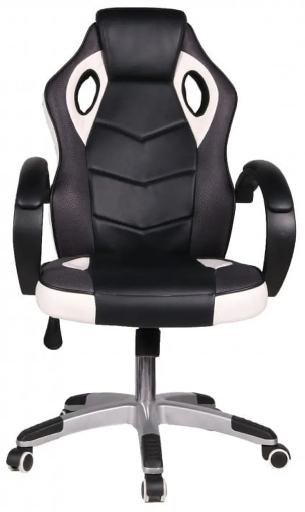Scaun gaming si birou NOVOKIDS™ Gamer PRO, Rotatie 360 grade, Design ergonomic, Inaltime reglabila 117-127 cm, Latime 60 cm, Max 120 kg, Alb cu Negru