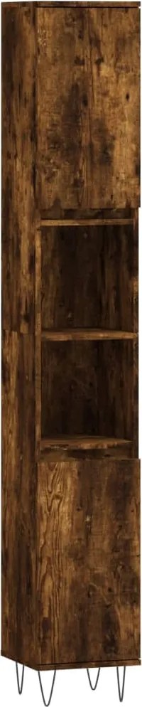 vidaXL Dulap de baie, stejar afumat, 30x30x190 cm, lemn prelucrat