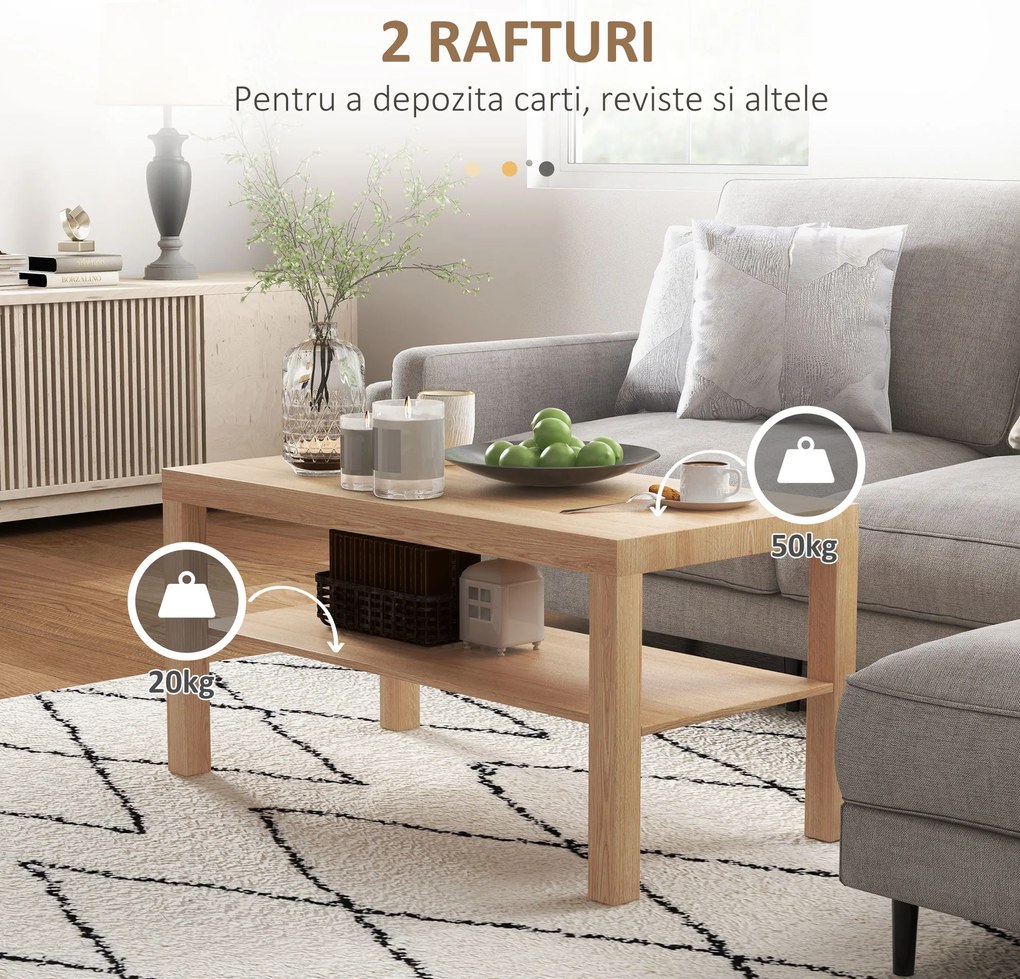 HOMCOM Tavă Cafea Modernă Noce 90x45 | Aosom Romania