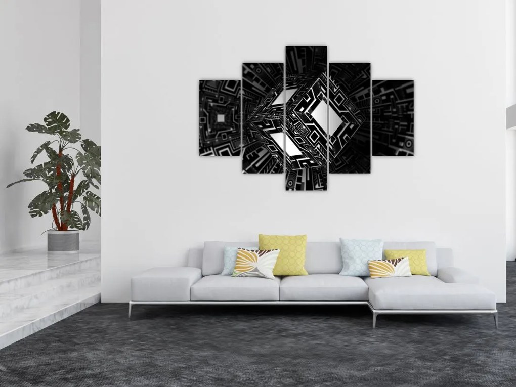 Tablou cu un cub abstract (150x105 cm)