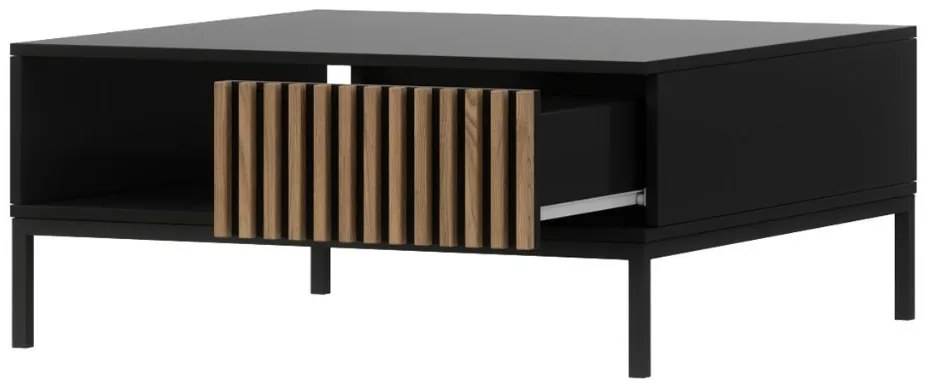 Masuta de cafea MEORATI 80x80 cm, negru/stejar artisan