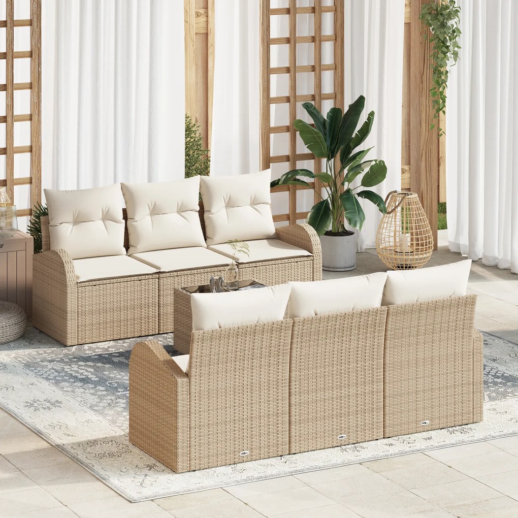 vidaXL Set de canapele pentru grădină 7 pcs Bej 55 x 55 x 37 cm