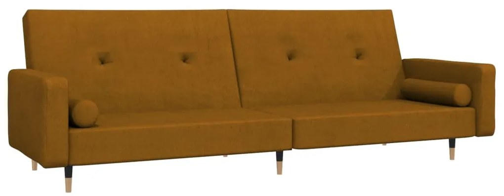 337341 vidaXL Canapea extensibilă cu 2 locuri, 2 perne, maro, catifea