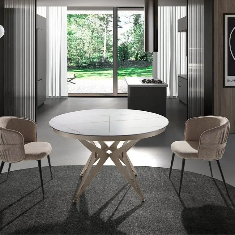 Masa extensibila deosebita design LUX Porcelain Marble 120-170x120cm