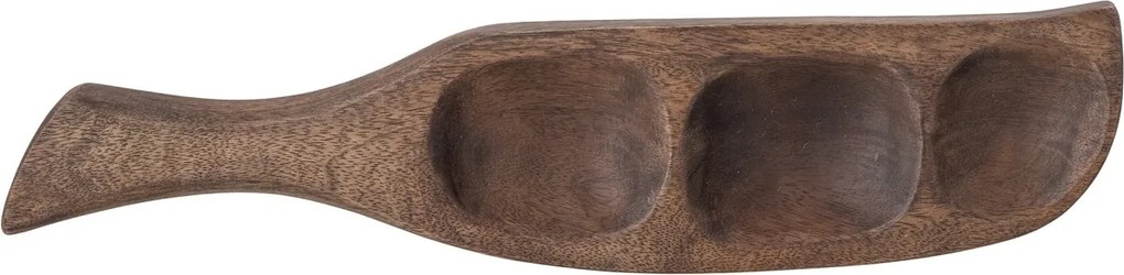 Platou de servire rustic cu 3 compartimente din lemn de mango maro, 40x9x2,5 cm, „Thorun"