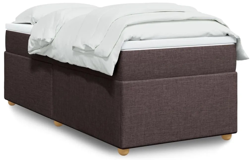 vidaXL Pat box spring cu saltea, maro închis, 90x190 cm, textil