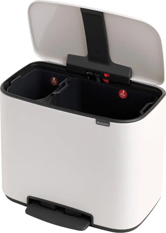 Coș de gunoi alb de reciclat/cu pedală din oțel 34 l Bo – Brabantia