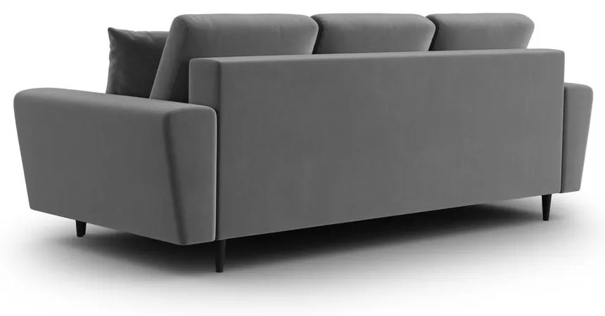 Canapea gri deschis extensibilă, cu spațiu de depozitare cu tapițerie din catifea 235 cm Kyoto – Cosmopolitan Design