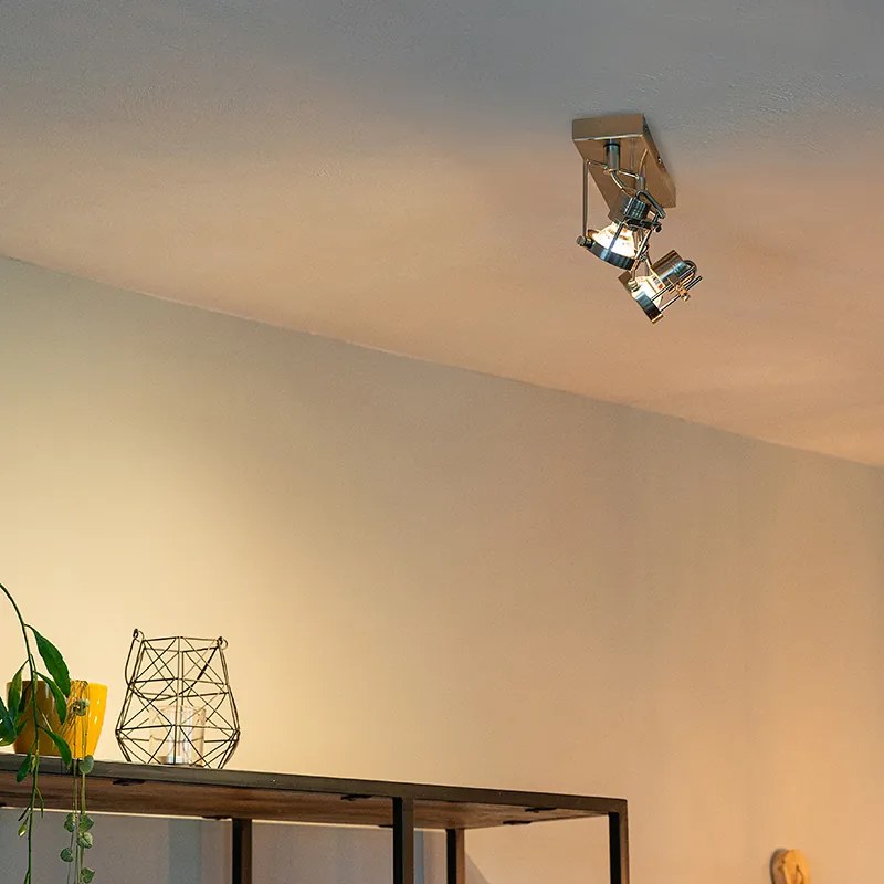 Spotlight industrial din oțel cu 2 lumini reglabile - Suplux