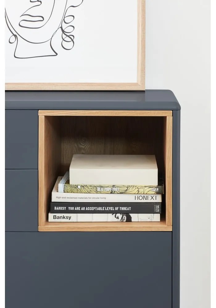 Comodă joasă de culoare gri închis 90x90 cm Corvo - Teulat