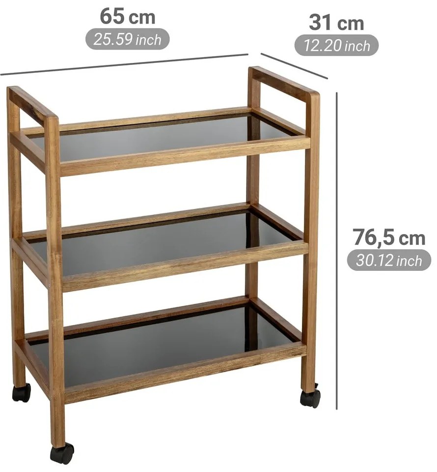 Etajeră de baie neagră/în culoare naturală din lemn de acacia 65x76,5 cm Fondi – Wenko