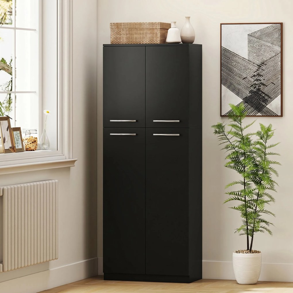 HOMCOM Mobilier de depozitare cu 2 dulapuri și rafturi reglabile din lemn negru | Aosom Romania