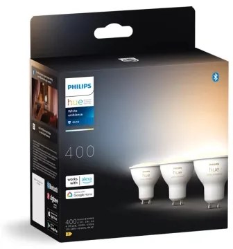 SET 3x bec LED dimabil Philips Hue WHITE AMBIANCE GU10/4,2W/230V 2200-6500K