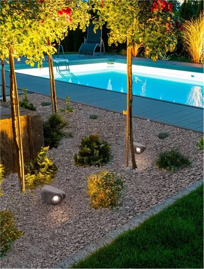 Iluminat exterior ambiental, spot din ciment IP65 SOFT negru
