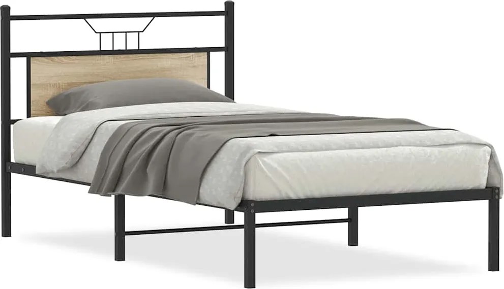 vidaXL Cadru pat fără saltea, stejar sonoma 100x190 cm lemn prelucrat