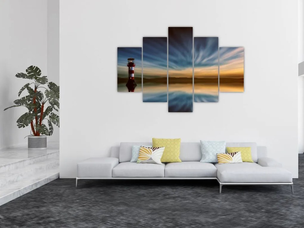Tablou cu farul în mare (150x105 cm)