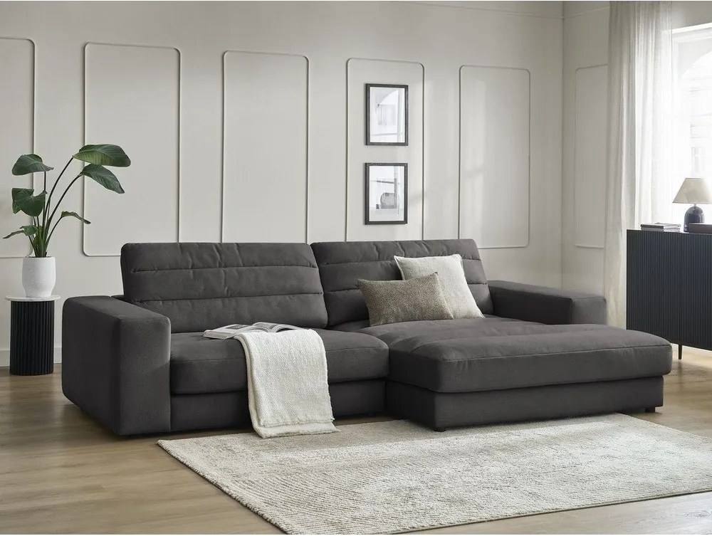 Colțar gri antracit cu tapițerie din catifea (cu colț pe partea dreaptă/cu șezlong) Sierra – Bobochic Paris