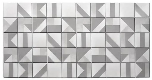 Panou decorativ, PVC, model marmura, geometric, alb si gri, 96x48.5cm