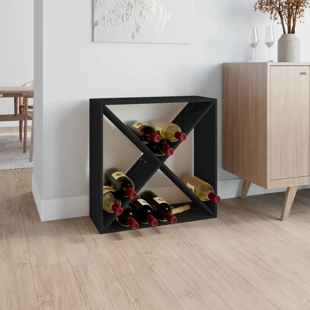 vidaXL Dulap de vinuri, negru, 62x25x62 cm, lemn masiv de pin