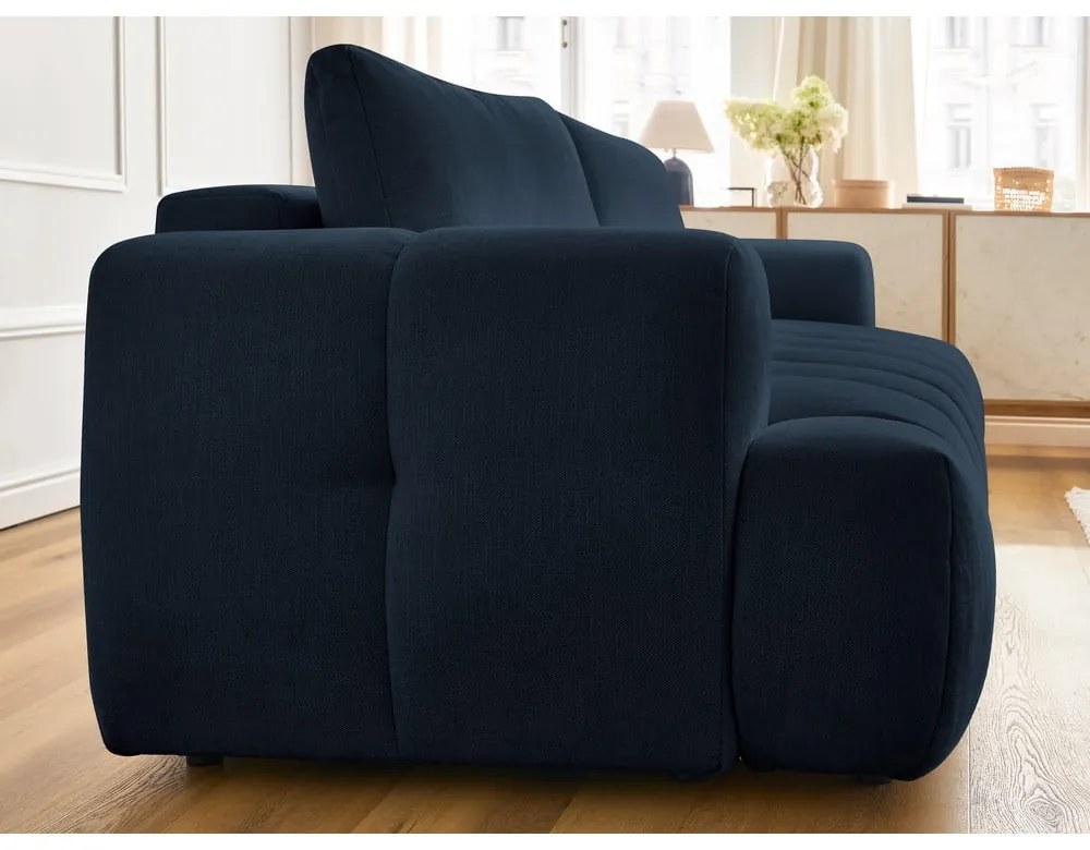 Canapea albastru-închis extensibilă/cu spațiu de depozitare 251 cm Fuji – Bobochic Paris
