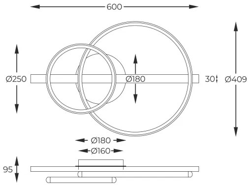 Lustră LED aplicată Zuma Line MX3913-2-3BWLT ALMERIA LED/17W/230V