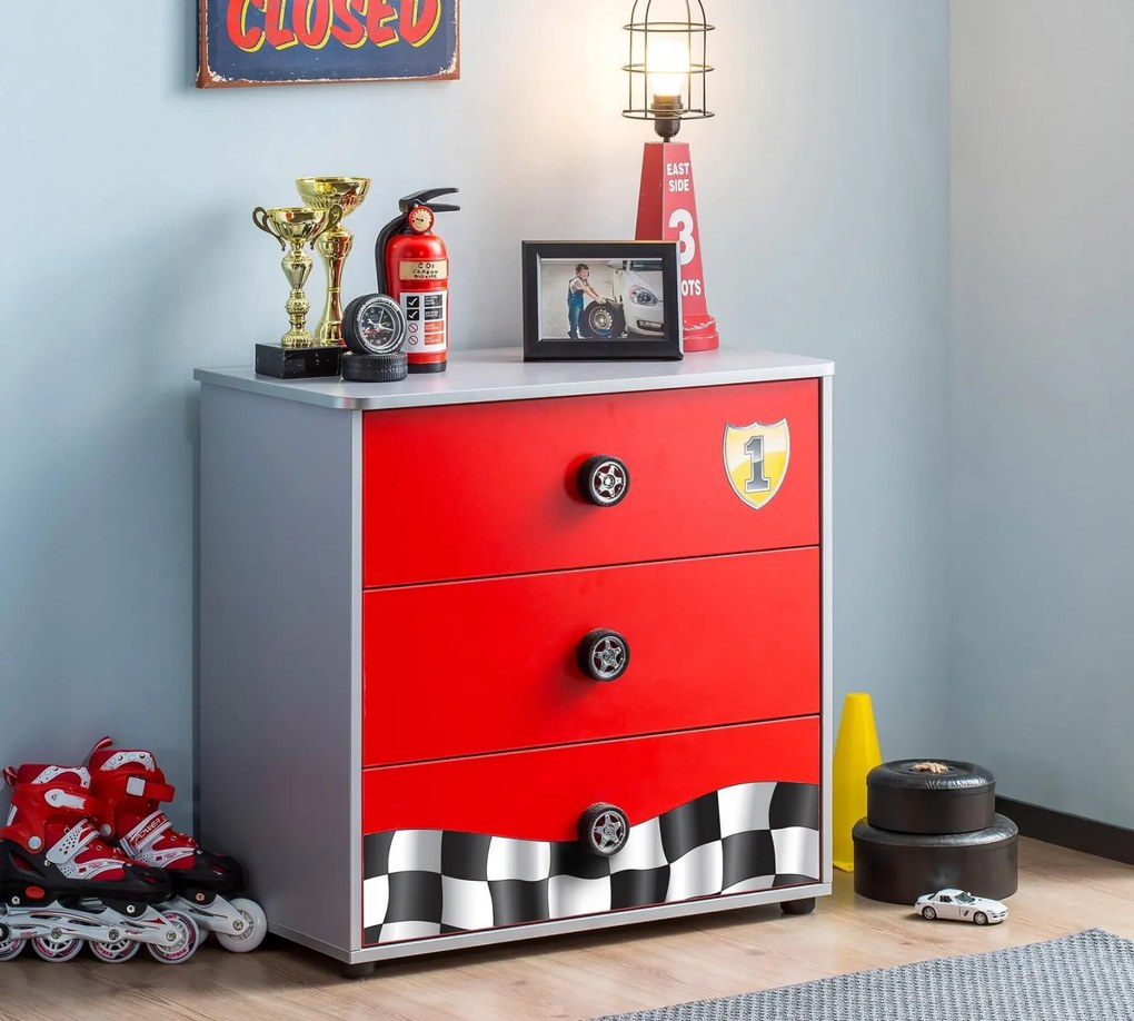Comoda cu 3 sertare, pentru camera baieti, colectia Race Cup