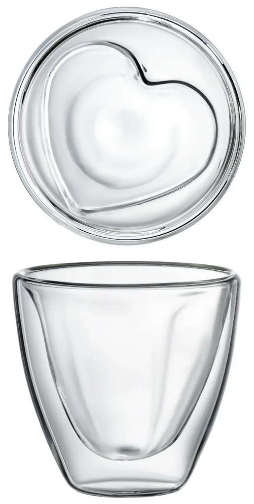 Set 2 pahare termorezistente 150ml, model inima, Mia