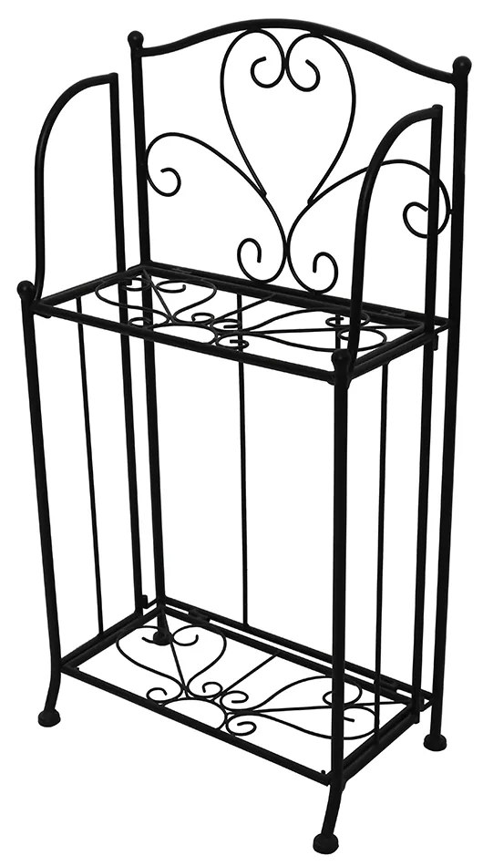 Raft pliabil din metal, negru, MANULO