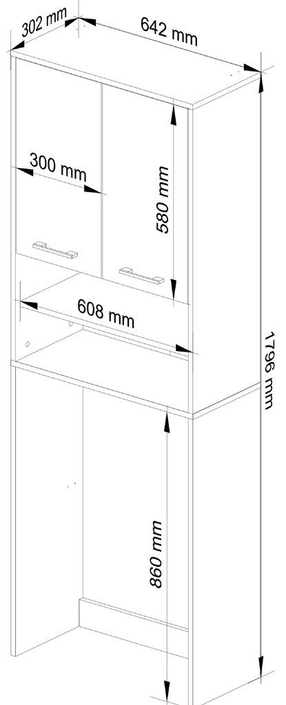 Dulap deasupra mașinii de spălat Farid TYP5 (wenge + alb). 1069074