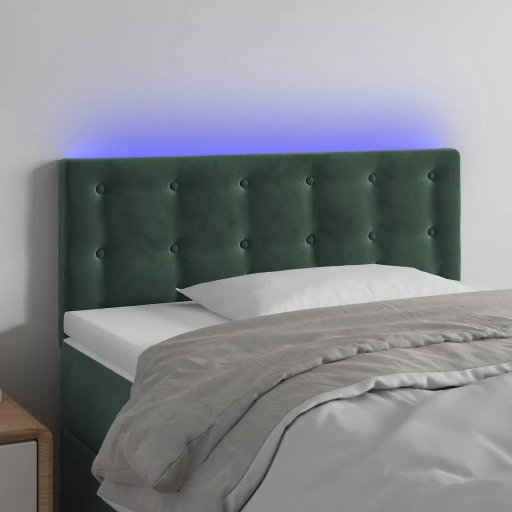 3122079 vidaXL Tăblie de pat cu LED, verde închis, 80x5x78/88 cm, catifea
