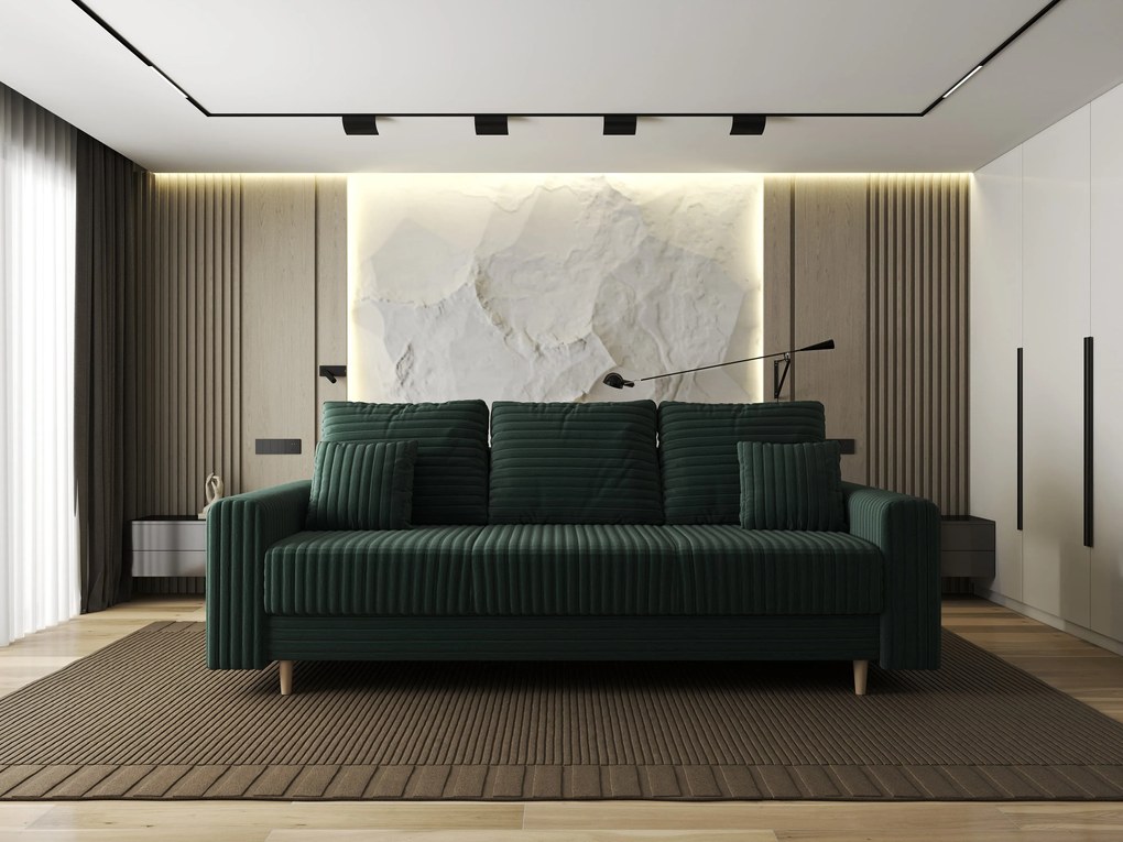 Canapea extensibilă dumonde cu ladă de depozitare si sezut confortabil din spuma high-density, Kronos Ambience Verde 210x100 cm