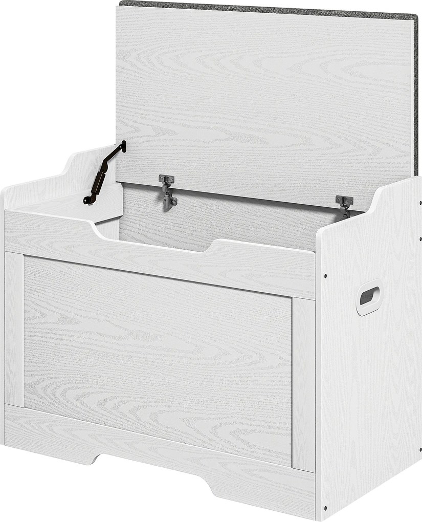 HOMCOM Cufăr de depozitare de 103 litri, bancă cu spațiu de depozitare cu balama de siguranță, pernă de șezut, pentru diferite camere, Alb | Aosom Romania