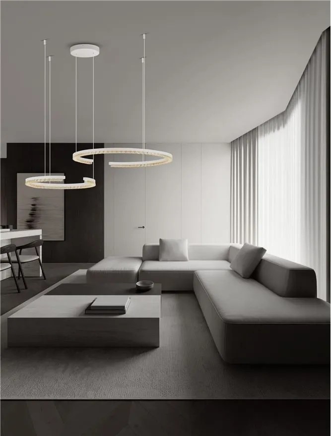 Lustra circulara aluminiu alb GREAMY D-93cm