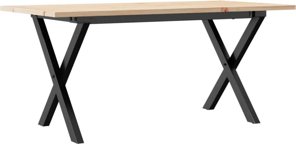 vidaXL Masă de cafea, cadru X, 90x40x45 cm, lemn masiv pin și Oţel