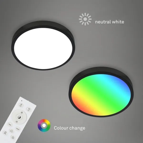 Plafonieră LED RGBW dimabilă Briloner 3709-015 LED/22W/230V negru + telecomandă