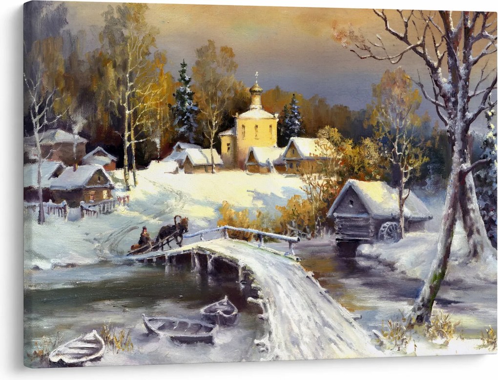 Tablou - Orășel iarna (70x50 cm)
