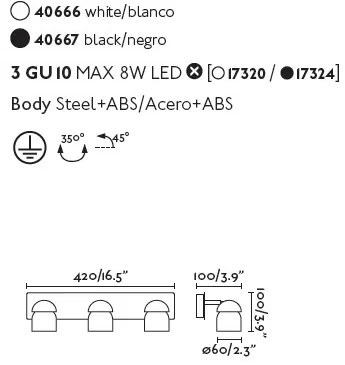 Aplica cu 3 spoturi directionabile design minimalist COCO alba