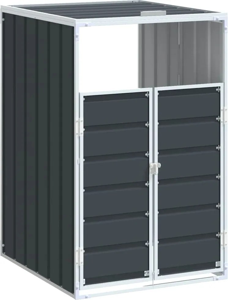 vidaXL Depozitare coș gunoi cu roți 1 coș antracit 72x81x115 cm oțel