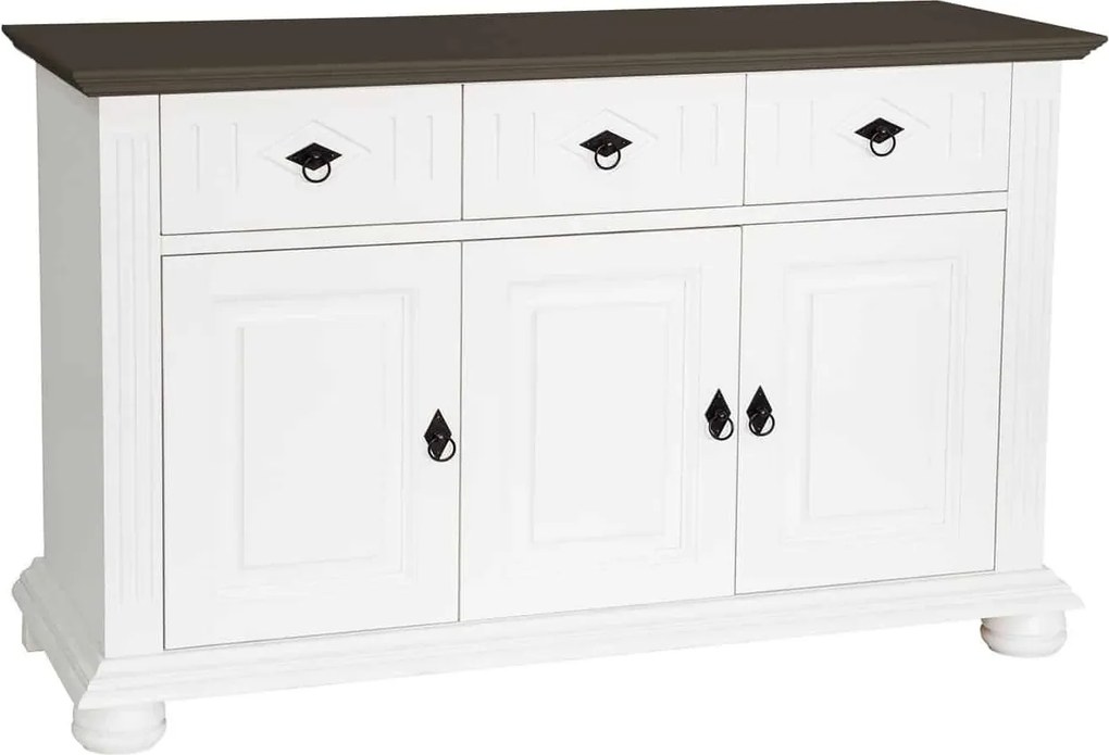 Comodă lemn masiv alb Sonya Maro, 115 × 41 × 78 cm